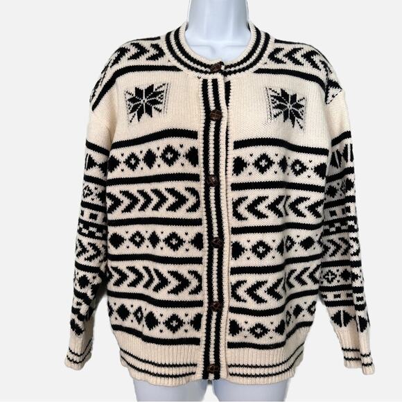 Suzanne Betro Cardigan Button Up Cardigan/Sweater Black & Off White Women’s S/M - Picture 1 of 7